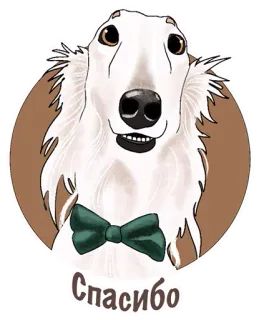 🙂 Спасибо chien, barzoï, merci, nœud papillon, mignon telegram sticker