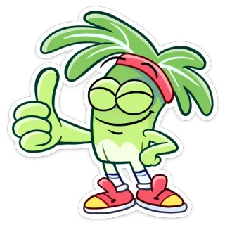 👍 cartoon, vegetable, character, thumbs up, happy, green telegram sticker