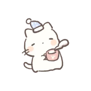 💌 猫, 可爱, 卡哇伊, 冬天, 饮料, 舒适, 动物 telegram sticker