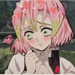 💕 Mitsuri Kanroji Demon Slayer anime, demon slayer, mitsuri kanroji, love pillar, kawaii, hearts telegram sticker