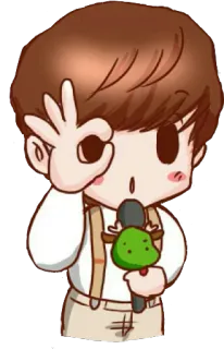 👌 kartun, karakter, anak laki-laki, oke, gestur, mikrofon telegram sticker