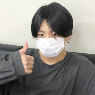 👍 man, mask, thumbs up, kpop, indoors, portrait telegram sticker