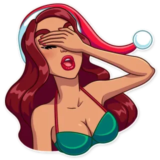 🤦‍♀️ woman, christmas, girl, cartoon, sticker, santa hat telegram sticker