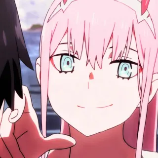 🍒 Zero Two Darling in the Franxx Anime, pinke Haare, süß, Mädchen, Zero Two telegram sticker