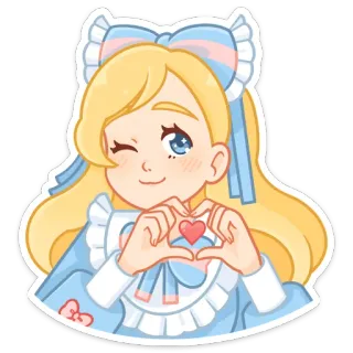 😉 menina, fofo, coração, amor, desenho animado, piscadela telegram sticker