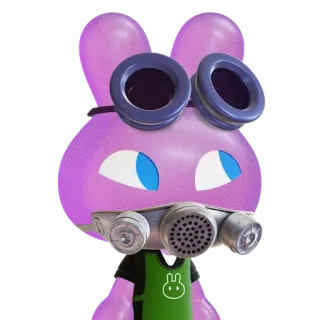 🐰 coelho, máscara de gás, óculos, roxo, personagem, coelho telegram sticker
