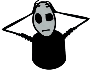 😔 smutny, przygnębiony, zmartwiony, zdenerwowany, czarno białe, postać telegram sticker