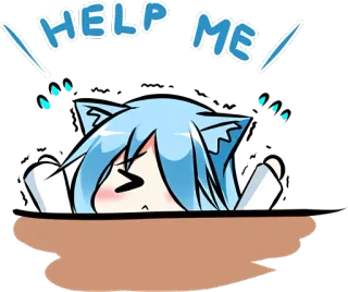 😟 HELP ME anime, kocia dziewczyna, słodkie, błagalny, pomoc telegram sticker