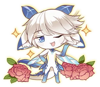 😎 Anime, Chibi, Mignon, Fée, Paillettes, Rose, Dessin animé, Personnage whatsapp sticker