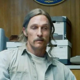 😏 Rust Cohle True Detective detective, mustache, investigator, serious telegram sticker