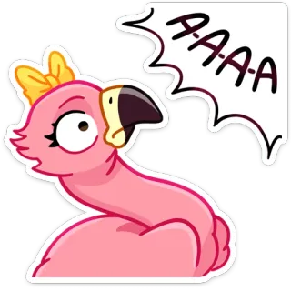 😱 A-A-A-A フラミンゴ, 漫画, 動物, ピンク, リボン, ステッカー telegram sticker
