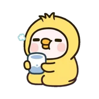🍵 アヒル, 可愛い, 黄色, 飲む, チル, リラックス telegram sticker