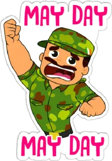 🇮🇳 MAY DAY MAY DAY militare, cartoni animati, soldato, uniforme, angoscia telegram sticker