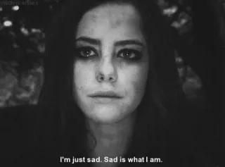 😔 I'm just sad. Sad is what I am. triste, emoción, sentimiento, molesto, blanco y negro, llorando telegram sticker