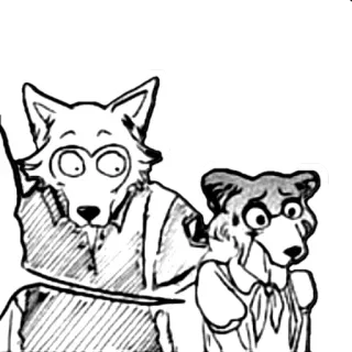 😗 wolf, bear, anime, manga, shocked whatsapp sticker