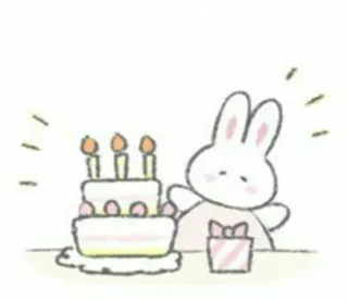🤍 conejo, tarta, cumpleaños, celebración, regalo, lindo, dibujos animados telegram sticker