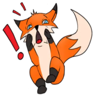 ❗️ キツネ, 動物, アニメ, かわいい, びっくり, 感嘆 telegram sticker