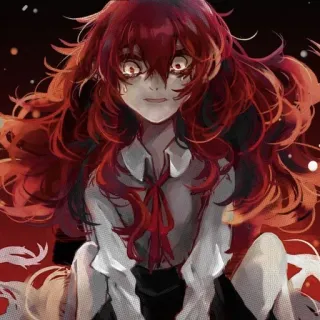 🧷 anime, cabelo ruivo, terror, assustador, menina, arte, ilustração whatsapp sticker