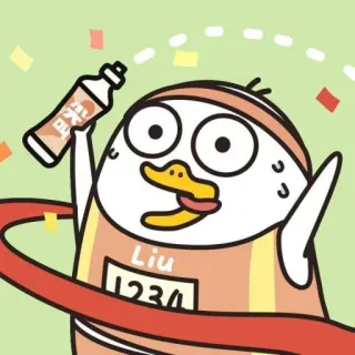 💨 Liu anatra, cartoni animati, sport, corsa, fitness, gara, festa whatsapp sticker