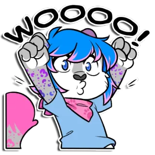 😗 WOOO! feest, vreugde, cartoon, schattig, dier, opwinding whatsapp sticker
