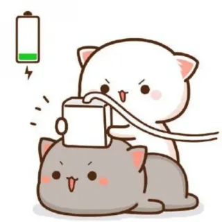 🐱 chat, chaton, mignon, animal, dessin animé, batterie, charge telegram sticker