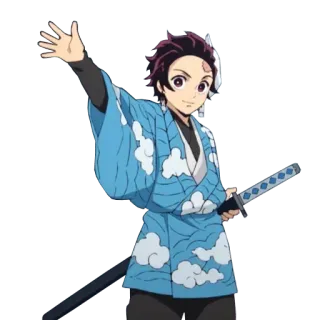 👋 Tanjiro Kamado Demon Slayer anime, demon slayer, tanjiro kamado, manga, sword, character whatsapp sticker