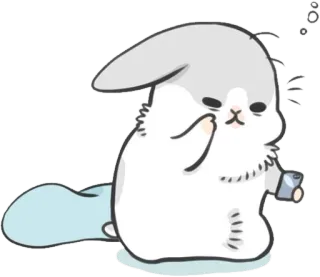 😞 rabbit, bunny, cute, sleepy, animal, cartoon, kawaii telegram sticker