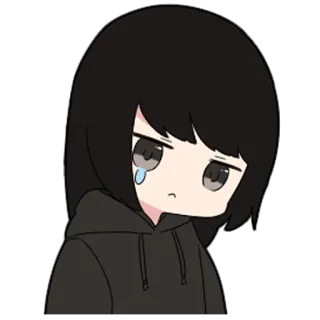 🖤 sad, crying, anime, girl, hoodie, emo telegram sticker