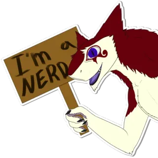 😺 I'm a nerd Нерд, Фурри, Акула, Знак, Мультфильм, Милый telegram sticker