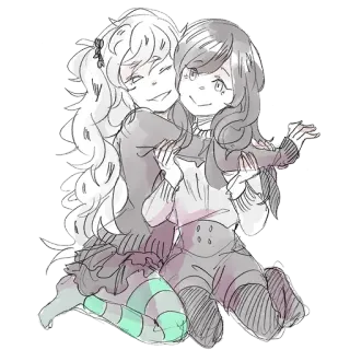 ❤️ Anime, Filles, Amis, Dessin animé, Croquis telegram sticker