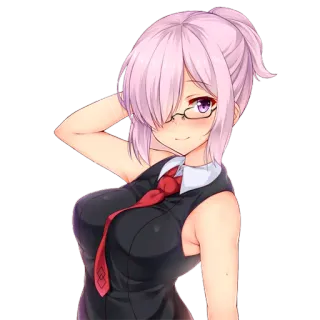 🙂 Animé, Fille, Femme, Lunettes, Mignon, Dessin animé telegram sticker