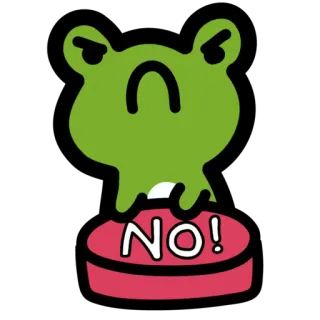 🚫 NO! rã, desenho animado, não, botão, verde, fofo, rejeição telegram sticker