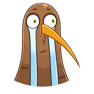 😭 киви (птица), плачущий, грустный, мультяшный, животное, птица telegram sticker