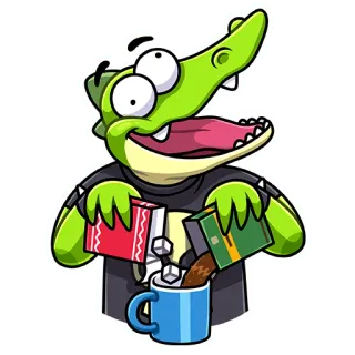 ☕️ crocodilo, desenho animado, café, açúcar, animal, fofo telegram sticker
