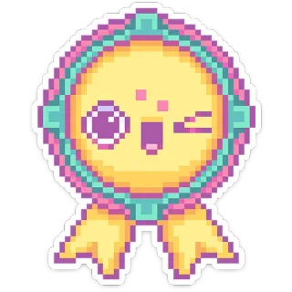 😉 niedlich, Pixelkunst, kawaii, Aufkleber, zwinkernd, Pastellfarben telegram sticker