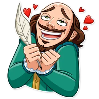 🥰 William Shakespeare Shakespeare, Autor, Escritor, Dramaturgo, Corazones, Amor, Literatura, Dibujo animado telegram sticker