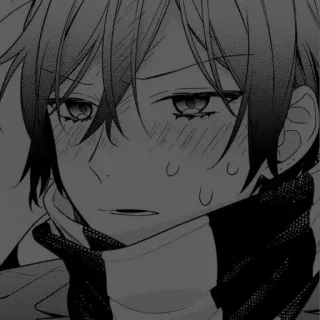 🪡 Anime, Manga, Anak laki-laki, Sedih, Hitam putih, Kartun telegram sticker