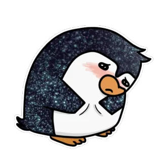😳 pingüino, triste, lindo, pegatina, dibujos animados, animal telegram sticker
