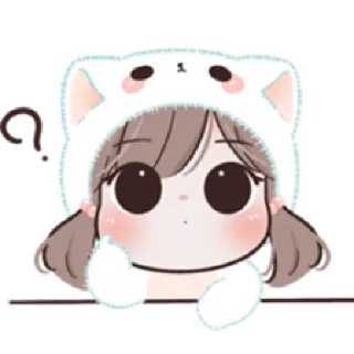 😯 carino, ragazza, anime, cartone animato, personaggio, orecchie da gatto, kawaii whatsapp sticker