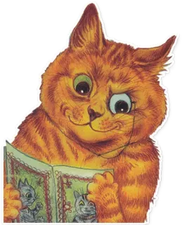 😏 cat, reading, animal, orange, book telegram sticker