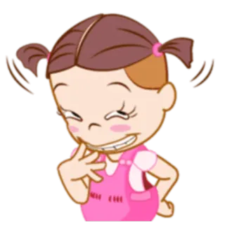 😁 niña, dibujos animados, niño, sonrisa, feliz, coletas whatsapp sticker