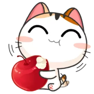 🙂 猫, 動物, りんご, かわいい, カワイイ telegram sticker