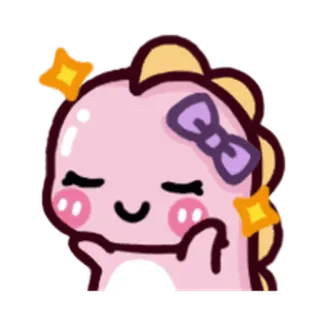 😄 dinosaurier, süß, kawaii, rosa, cartoon whatsapp sticker