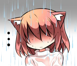 🌧 Anime, Gato, Chuva, Triste, Garota, Mangá telegram sticker
