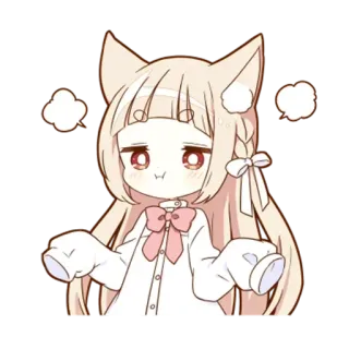 😒 anime, kawaii, cat girl, chibi, cute, manga, sticker telegram sticker