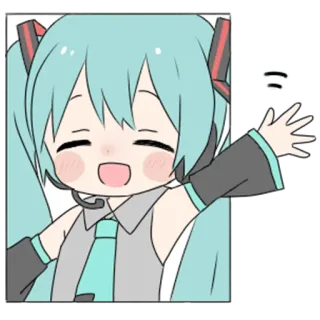 👋 Hatsune Miku 三 Anime, Manga, Vocaloid, Niedlich, Hatsune Miku, Kawaii telegram sticker