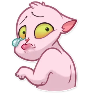 😢 เศร้า, ร้องไห้, แมว, ตัวละคร, สีชมพู, การ์ตูน telegram sticker
