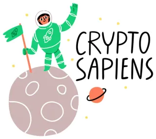 ✌️ CRYPTO SAPIENS cripto, astronauta, luna, cohete, espacio, criptomoneda telegram sticker