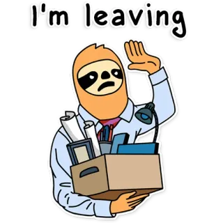 😣 I'm leaving ленивец, уход, грустный, работа, пока whatsapp sticker