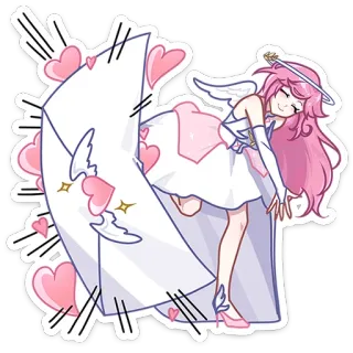 💌 Anime, Chica, Ángel, Lindo, Corazones, Kawaii telegram sticker